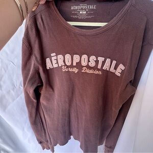 Aeropostale Ribbed Knit Top in Brown